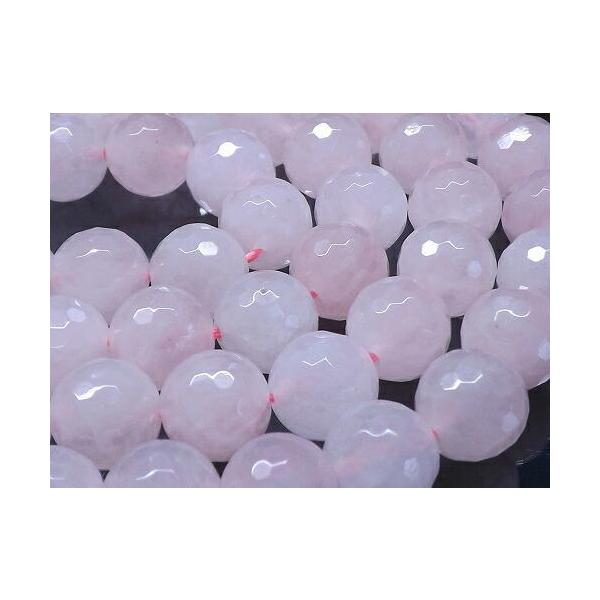 天然石 卸 ローズクォーツAA 128面カット 10mm 1連売り : 天然石卸