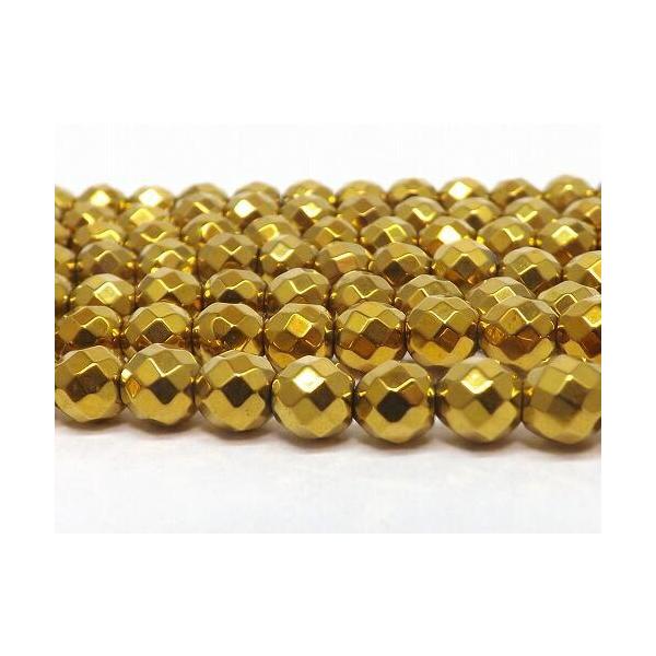 ヘマタイト　ゴールドカラー　64面カット　6mm　１連