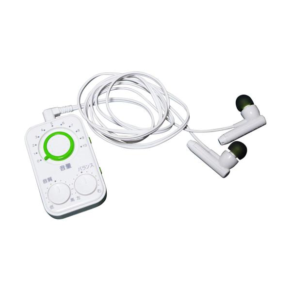 ・内蔵マイクとイヤホンがハウリングを軽減し、クリアな音を聞き取ることができる。・左右の音質の高低バランスで音量や音質を調整。・屋内と屋外の両方に適した音質に変更。・ALC（自動音量コントロール）機能により突然の大きな音を抑制。・単4電池1本...