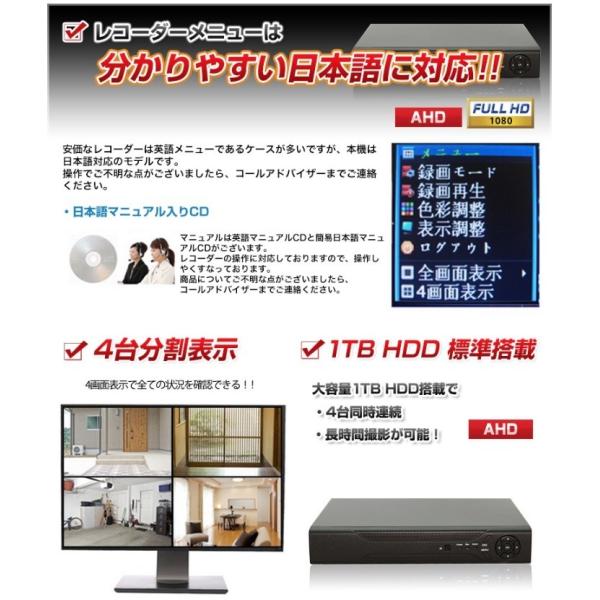 防犯カメラ 監視カメラDVR【日本語対応】AHD-M対応 最新 4chデジタル