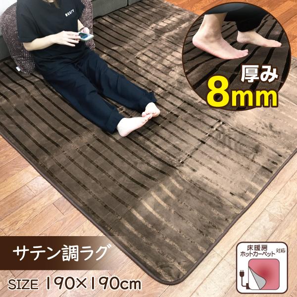 ラグ カーペット 正方形 こたつ敷き布団 厚手 8mm ホットカーペット