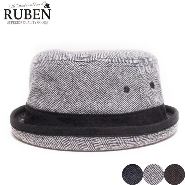 帽子 ハット メンズ レディース RUBEN ルーベン ヘリンボーン ツイードポークパイハット RUS2256
