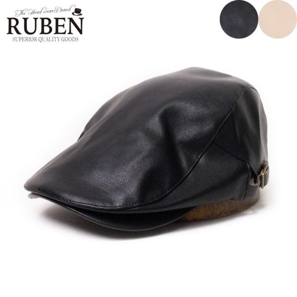 帽子 ハンチング メンズ レディース RUBEN ルーベン エコレザー ハンチング フリーサイズ RUS4133