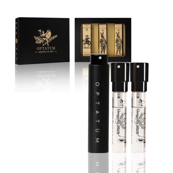 ＜オプタウム ドレスパフューム ギフトセット（ファブリックミスト 3種入り）＞香水のように香り、軽やかにまとう。・バッグに入れて持ち歩ける、スリムで上品なミストタイプ。・人気の「ハピネスブースター」「タンジーサプライズ」「ゴージャスブラック...