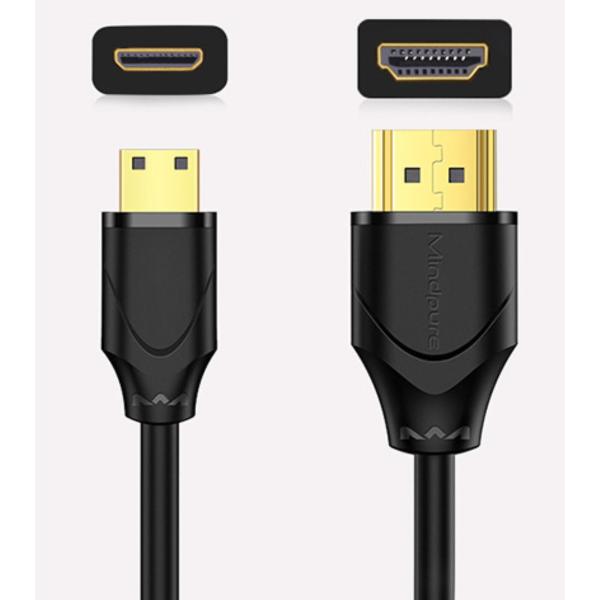 4K HDMIケーブル 3M【HDMI - Mini HDMI（Aタイプ -Cタイプ）】ハイビジョン対応の液晶テレビ、プラズマテレビ、プロジェクターなどHDMI入力端子(Type A)付きのAV機器と、ビデオカメラレコーダーなどのHDMI-...