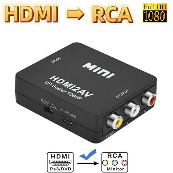 商品情報「HDMI to RCA 変換」のHDMI2AVコンバーターHDMI映像信号をアナログコンポジット(RCA)に変換することができます。※注意※逆方向(RCA → HDMI)にはご使用できません。RCA端子のあるテレビに映像を写すこと...