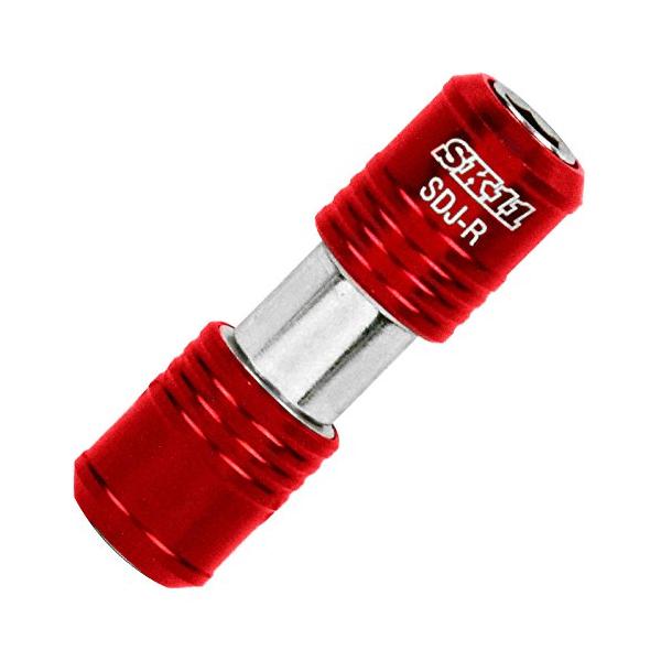 レッド/6.35mm/SDJ-R・パッケージ個数:1・用途:ビットを電気ドリルに装着したまま、ドリルや下穴錐を装着・特徴:スリーブを引かなくても差し込むだけで装着できる、クイックチャック採用・色:レッド・軸径:6.35mm六角軸・材質:特殊鋼