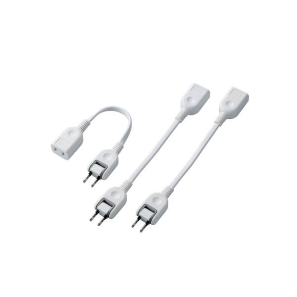 エレコム(ELECOM) 電源タップ 0.1m ACアダプタ用電源延長コード 1個口 スイングプラグ ホワイト 3本 T-ADR1WHX3