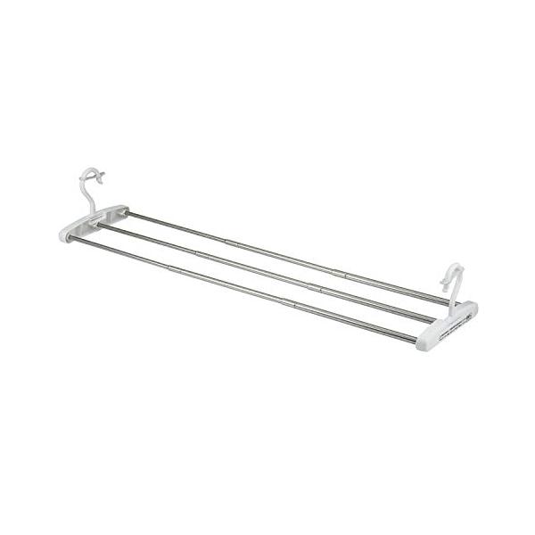 レック(LEC) 物干しラック ホワイト (使用時)30.5~79×19×12.5cm 省スペースハンガー バスタオル干し ステンレス W000