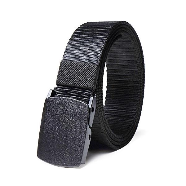 他サイト： (STABILIST) ナイロンベルト メンズ フリーサイズ ミリタリー ウエスト スポーツ バックル 自衛隊 軽量 黒の商品画像