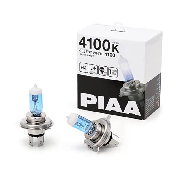 PIAA(ピア) 車用 バルブ ヘッドランプ/フォグランプ用 ハロゲンバルブ H4 4100K セレストホワイト 車検対応 2個入 12V 60