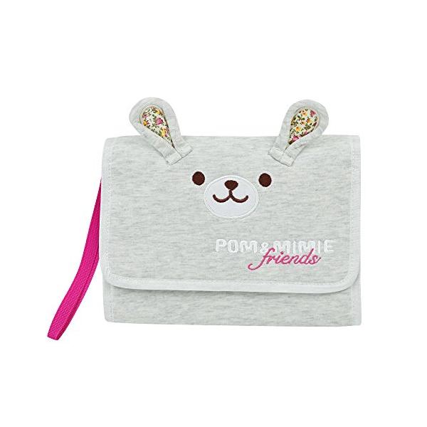 他サイト： POM&amp;MIMIE マルチケース 母子手帳ケース じゃばら ハンドル付き MIMIE（ライトグレー×ピンク）の商品画像