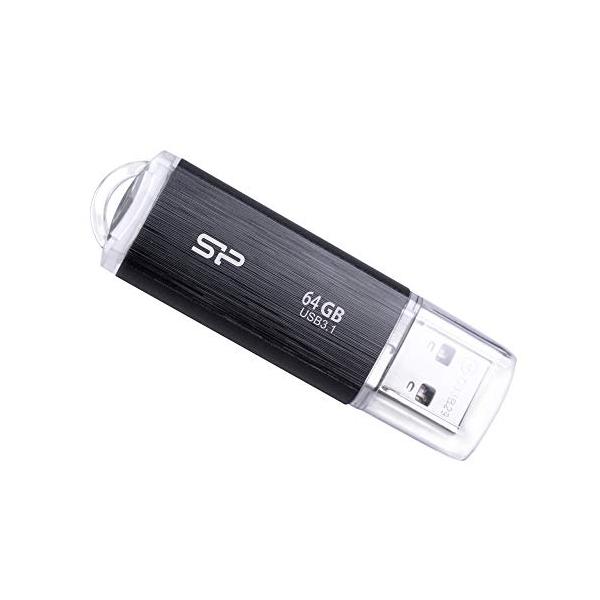 シリコンパワー usbメモリ 64gb USBメモリ 64GB USB3.1 &amp; USB3.0 ヘアライン仕上げ Blaze B02 SP064GBUF3B02V1K Silicon Power シリコンパワー