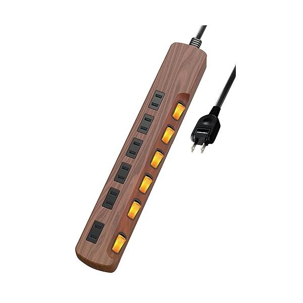 (1) 電源タップ単品ウォールナット/2m/ECT-1320W・Color:ウォールナットSize:2mStyle:(1) 電源タップ単品・パッケージ個数:1・差込口毎にON/OFF切り替えができ、待機電力を節約できる個別スイッチ付き6個口...