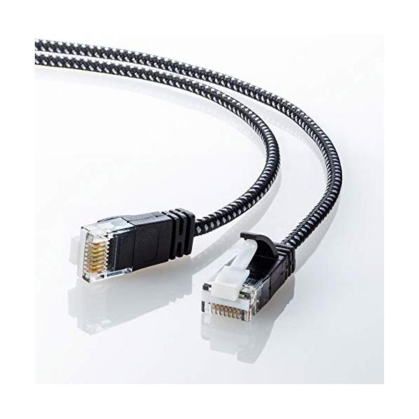 他サイト： サンワサプライ CAT6A細径メッシュLANケーブル モデム用 (2m) 10Gbps/500MHz RJ45 ツメ折れ防止 ブラック&amp;ホワイトの商品画像
