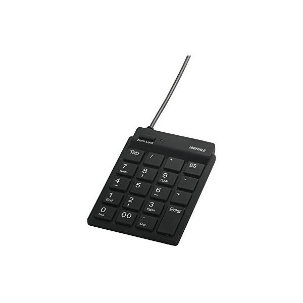 バッファロー BUFFALO 有線スリムテンキーボード ハブ付き ブラック BSTKH08BK