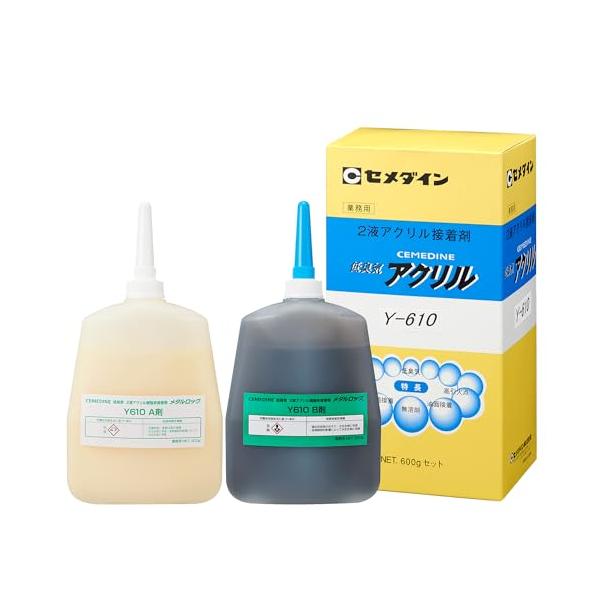 1個色(A剤/B剤):白色/灰色/600gセット/AY-048・Size:600gセットStyle:1個・パッケージ個数:1・ユニット数1.0・主成分:変成アクリル樹脂・仮固定時間(23℃):6分・可使時間:3分・2液混合型