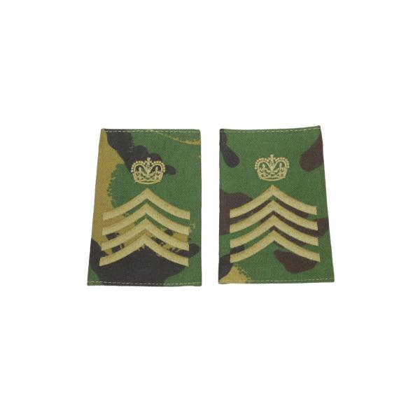 イギリス軍 階級章 ランクスライド ドラムメジャー 鼓手長 DPMカモ 2枚組 新品デッドストック