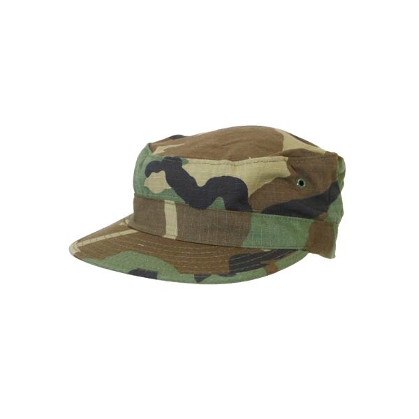 アメリカ軍 ホットウェザーキャップ リップストップ ウッドランド迷彩 新品 デッドストック