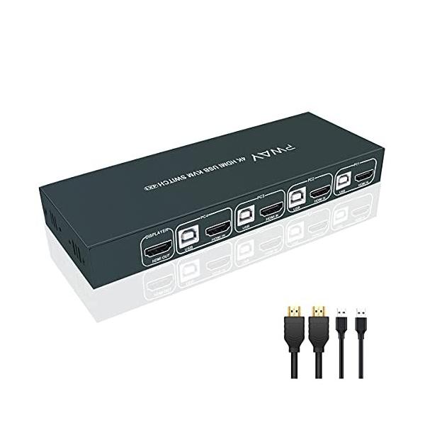 HDMI KVM 切替器 4ポートボ、UHD 4K 30Hz、ホットキーの切り替え 、 4つのUSB-Bおよび4つのHDMIケーブル  :a-B08S76TN5D-20220529:lightdeヤフー店 通販 