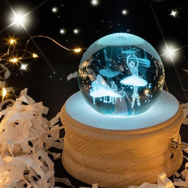 Mozalida オルゴール 【正規品】 誕生日プレゼント バレリーナ クリスタル ボール クリスマス ギフト  間接照明 ベッドサイドランプ LEDライト USB充電