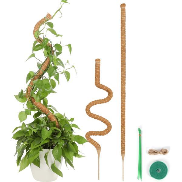 T4U 園芸支柱 114CM モンステラ支柱 ココナッツ支柱 観葉植物 つる植物支柱 ガーデニング支柱 維持水分 養分維持 農業用 園芸用 2本セット
