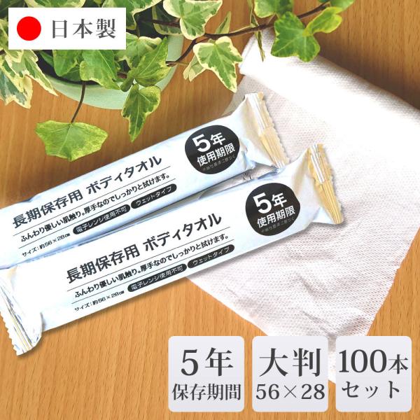 ボディタオル 災害 100本セット 1ケース 防災 備え 対策 備蓄 5年