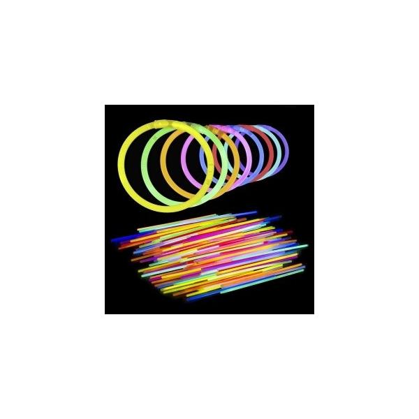 お祭りやイベントでよく見かけるブレスレット型ライトスティックが新登場！ 1本でブレスレット、3本つなげてネックレスになります。ブレスレット数量分の結合部品が付属しますので、いくらでも結合できます。明るさ：ノーマル発光色：全8色発光時間：6〜...