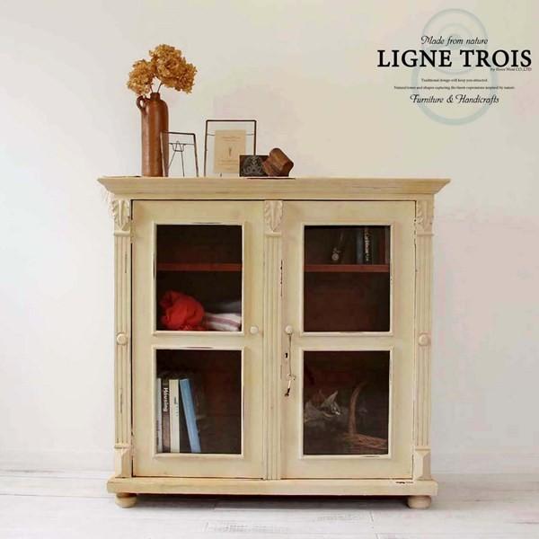 フレンチガラスキャビネット 収納 飾り棚 本棚 白 木製 アンティークペイント ホワイト Sgl003wx アンティーク家具リーニュトロワ 通販 Yahoo ショッピング