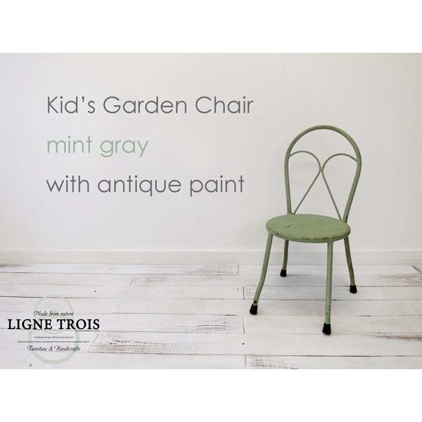 キッズアイアンガーデンチェアー スタッキング 鉄 椅子 アンティーク ミントグレー