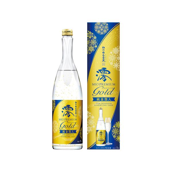 水崎硝子　金箔入りフローラルスパイラルプレート #MZY25 日本酒 松竹梅 白壁蔵 澪 -MIO- みお PREMIUM〈GOLD〉純金箔入 750ml