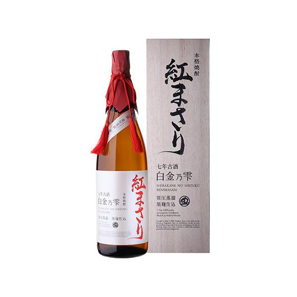 送料無料 芋焼酎 白金乃雫 紅まさり 七年貯蔵 古酒 常圧 黒麹 25度