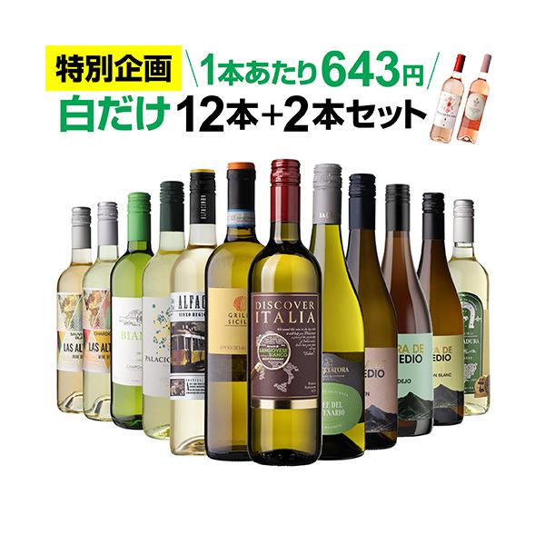 ワイン ワインセット 白セット 送料無料 白だけ 特選ワイン 12本＋2本