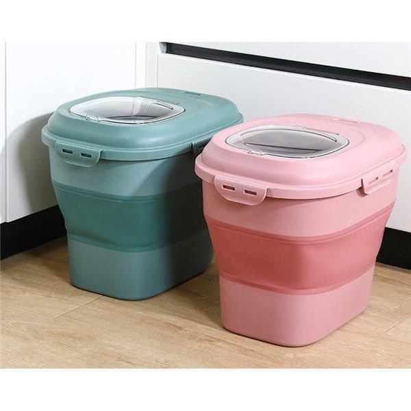 米びつ 米櫃 計量米櫃 食品保存容器 密閉  折りたたみ 省スペース 穀物 収納 虫防止 キッチン収納 酸化防止 7.5-25KG