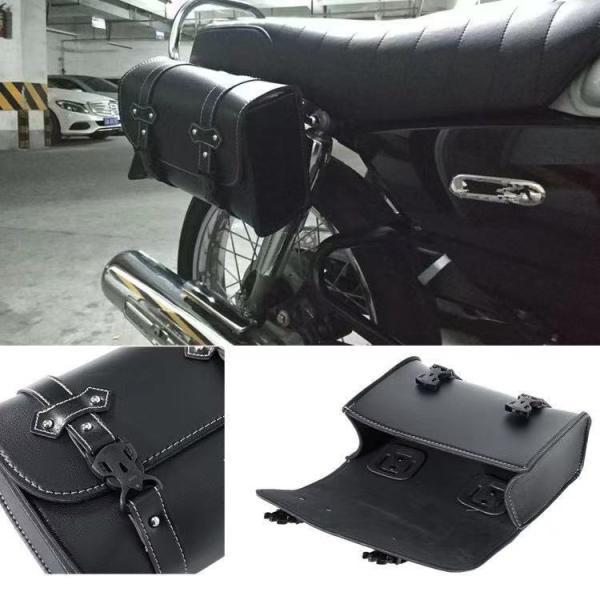 汎用　バイク オートバイ　サイドバッグ 強防雨合成革 取付ベルト付き