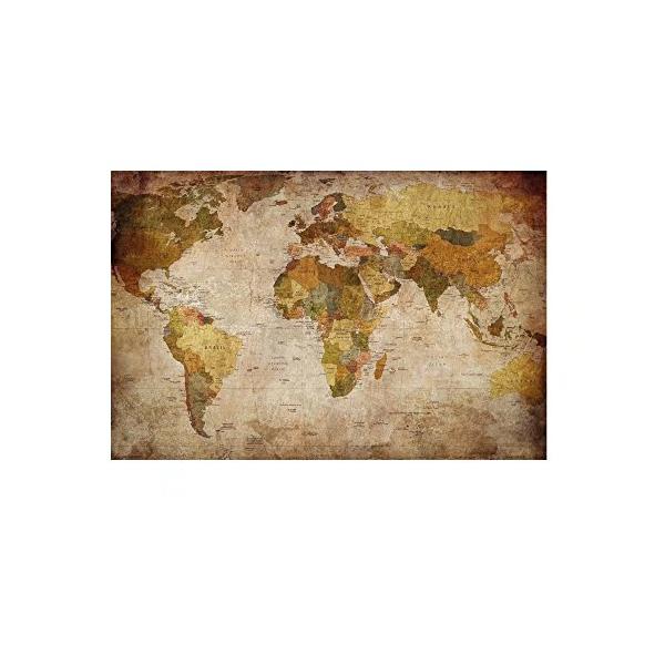 レモンツリーART 世界地図 ポスター アンティーク風世界地図 アンティークマップ 壁飾り 絵画 写真 インテリアファブリック 印刷布製 お