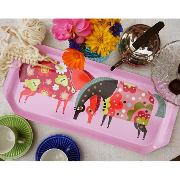 白樺トレイ ホーストレー ピンク 横長 北欧 Anna Zetterlund アンナゼ