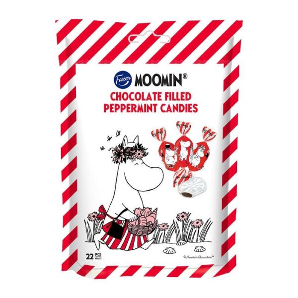 賞味期限：2026/5/20ムーミンとファッツェルのコラボレーション！ムーミンのパッケージが楽しめるマリアンヌです。マリアンヌは、リッチなダークチョコレートを薄いミントキャンディーの殻で包んだフィンランドで最もポピュラーなキャンディー。19...