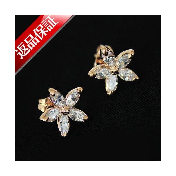ピアス レディース スワロフスキー お花 スワロ k18 18金GP 18k 誕生日 プレゼント ギフト クリスマス