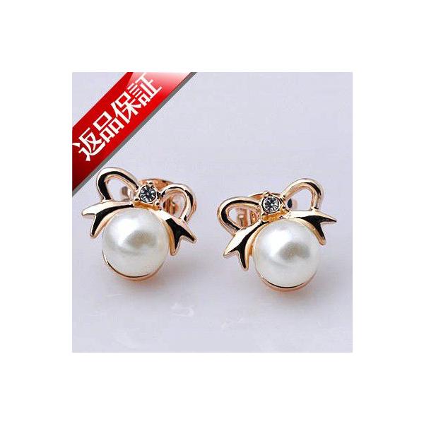 ピアス レディース 淡水真珠 パール k18 18金 18k リボン