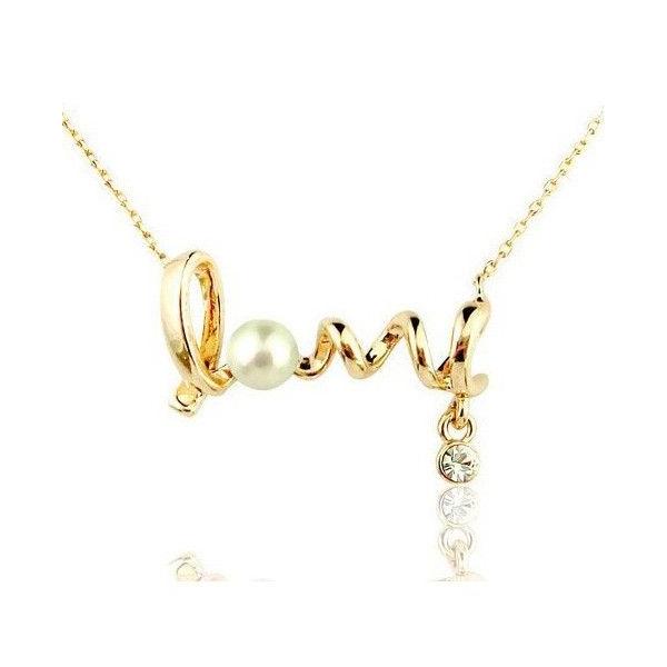 love ラブ ネックレス 本真珠 スワロフスキーエレメント  K18 18金GP 18k メール便OK モモダイヤfs3gmRCP