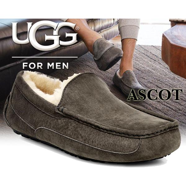 Ugg Mens Ascot Charcoal アグ アスコット チャコール メンズ スリッポン モカシンシューズ メンズ ファー スリッポン ムートン Chrc Limited Edt 通販 Yahoo ショッピング