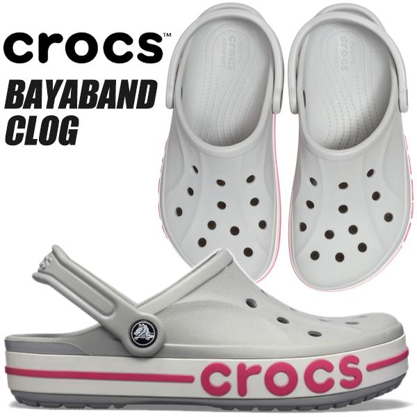 crocs（クロックス） crocs BAYABAND CLOG LIGHT GREY/CANDY PINK