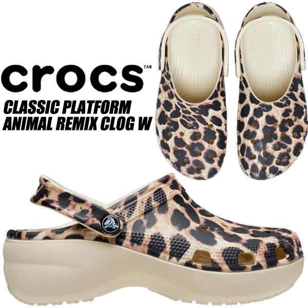 crocs CLASSIC PLATFORM ANIMAL REMIX CLOG W BONE/LEOPARD