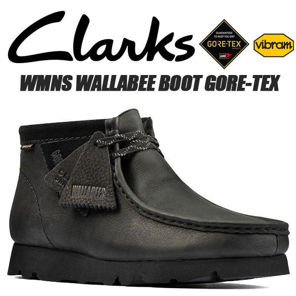 CLARKS W WALLABEE BOOT GORE-TEX BLACK LEATHER 26163279 クラークス