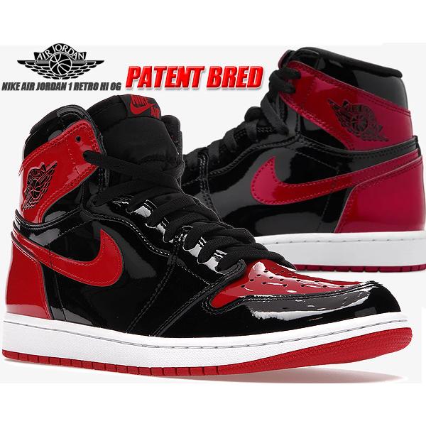 NIKE AIR JORDAN 1 RETRO HI OG PATENT BRED black/white-varsity red