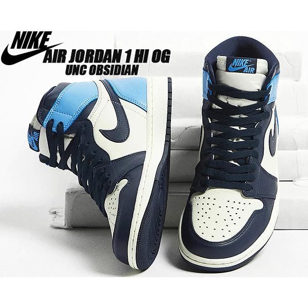 NIKE AIR JORDAN 1 HI OG sail/obsidian-unibersity blue 555088-140 ナイキ  エアジョーダン 1 ハイ OG スニーカー AJ1 オブシディアン