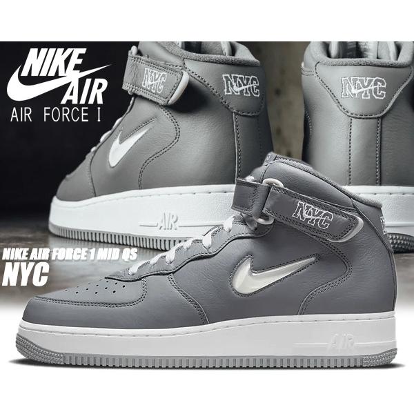 エア フォース 1 NIKE AIR FORCE MID QS NYC cool grey/white エア フォース 1 NIKE AIR FORCE MID QS NYC cool grey/white