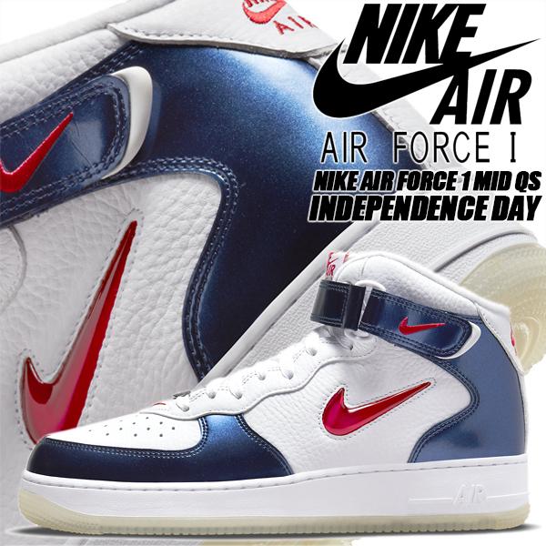 NIKE AIR FORCE 1 MID QS INDEPENDENCE DAY white/university red