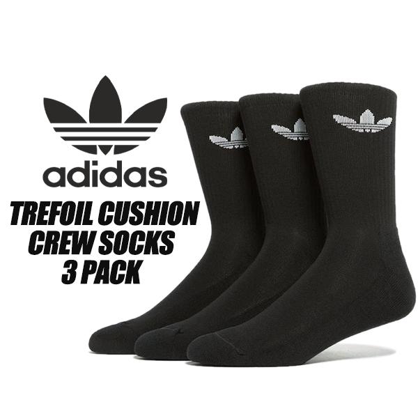 adidas Originals TREFOIL CUSHION CREW SOCK 3 PACK BLACK ij5613